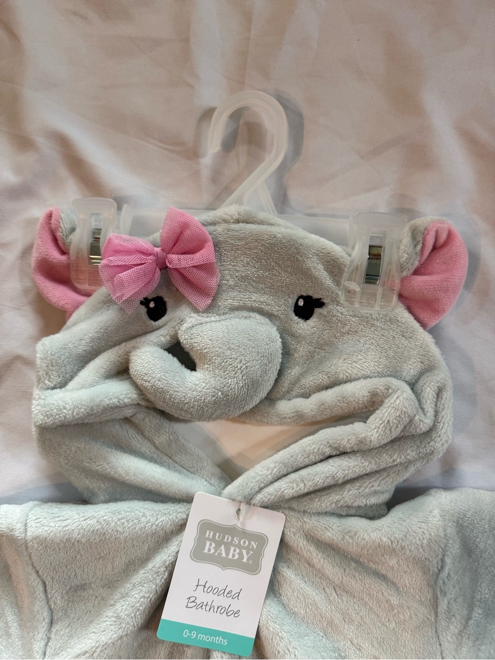 Hudson Baby Gray and Pink Elephant Hooded Robe for Kids